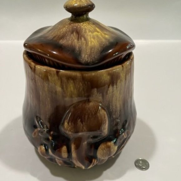 Vintage Mushroom Drip Glaze Ceramic small cookie jar kitchen decor **read** - Picture 3 of 6